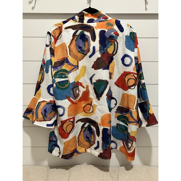 Ali Miles Box Print Colorful Shirt Shacket Blazer 1X Maximalist Boho Art To Wear - Picture 6 of 9